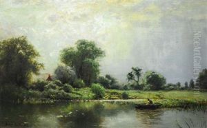 New England Homestead With A Stormy Morning by Arthur Parton