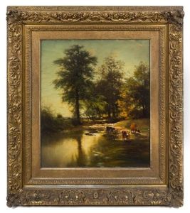 Landscape With Cows In Stream by Arthur Parton