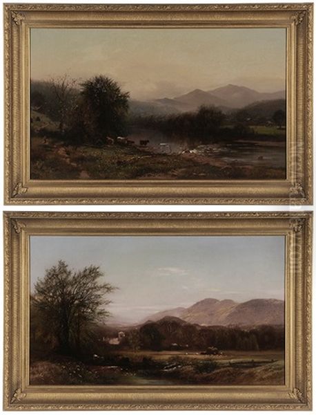 A Pair Of Berkshire Haying Scenes: Hay Harvesters In A Valley - view 1