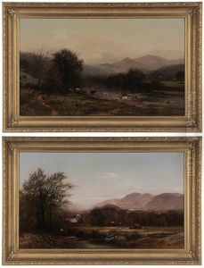 A Pair Of Berkshire Haying Scenes: Hay Harvesters In A Valley by Arthur Parton