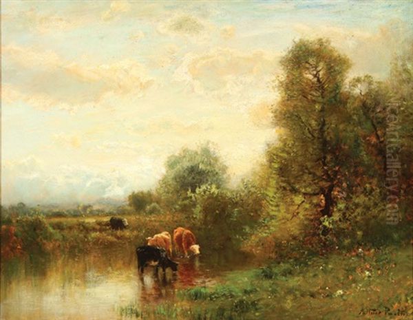 Cattle Watering In An Expansive Landscape - view 1