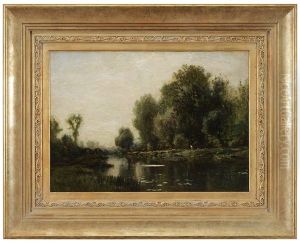 Riverlandscape With Fisherman by Arthur Parton
