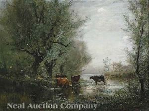 Cattle At A Woodland Pond Cattle At A Woodland Pond