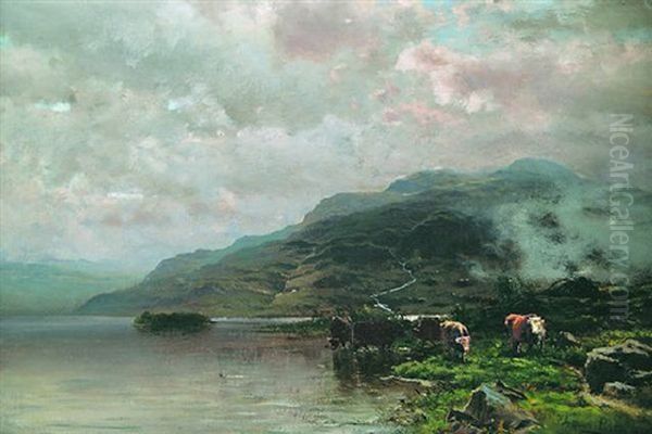 Cattle Watering Along The Mountainside - view 1
