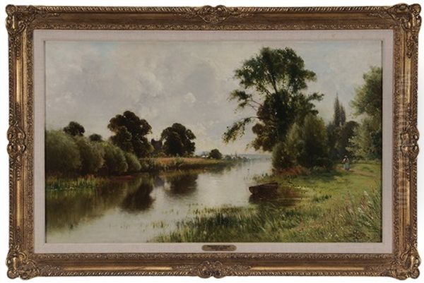 River Landscape With Figure On A Track - view 1