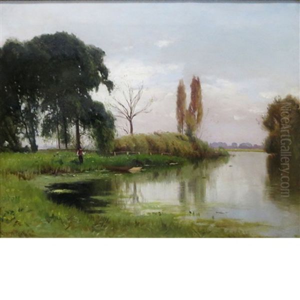 A River Landscape by Ernest Parton