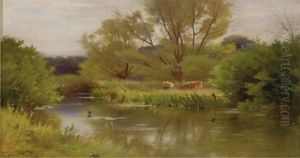 On The Nadder, Wiltshire (+ Another Similar; Pair) by Ernest Parton
