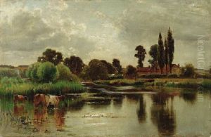 Landscape With Fisherman And Cattle Watering