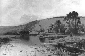 Cattle Watering In The Lily Pond by Ernest Parton