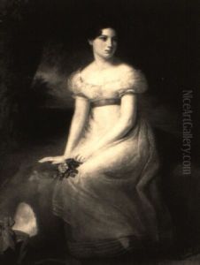 Portrait Of A Lady With A Straw Hat by John Partridge