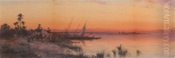 On The Banks Of The Nile At Dusk - view 1