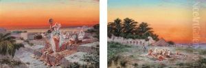 A Harem Dancer On A Terrace At Sunset