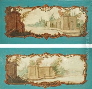 Overdoors With Fountains In Landscapes (pair)
