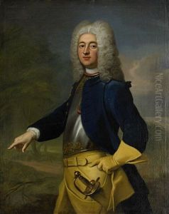 Portratt Av Greve Axel Gabriel Oxenstierna Af Croneborg (1679-1755) Kladd I Brostharnesk Och Karolineruniform - Staende Knastycke