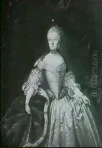 A Portrait Of Queen Louisa Eleanora In Coronation Robes by Lorenz Pasch the Elder