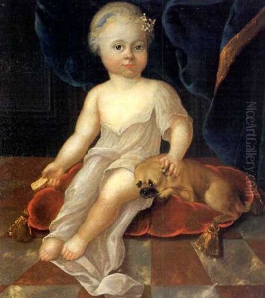 Portratt Av Flicka Med Hund - view 1