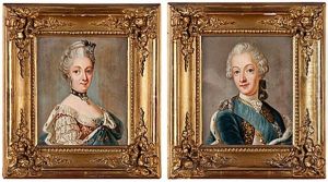 Portratt Av Sofia Magdalena Och Gustaf Iii (pair) Portratt Av Sofia Magdalena Och Gustaf Iii (pair)