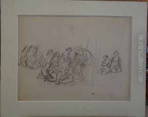 Le Roi Entoure by Jules Pascin