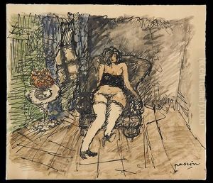 Jeune Fille Au Sofa by Jules Pascin