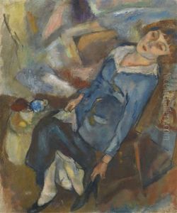 Hermine David Mettant Son Soulier by Jules Pascin
