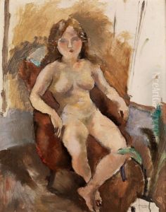 Weiblicher Akt In Einem Sessel Sitzend by Jules Pascin