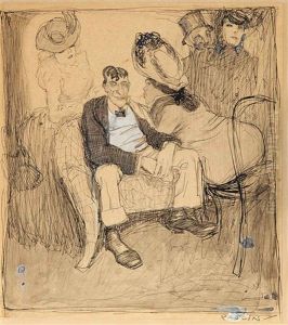 Sans Titre (trois Femmes Et Deux Hommes) by Jules Pascin