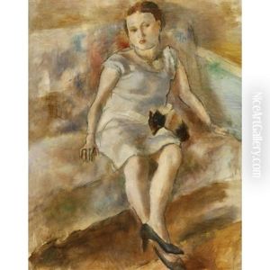 Young Woman With A Little Dog by Jules Pascin
