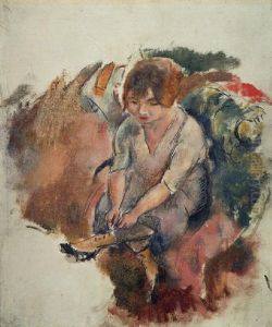 Femme Se Chaussant by Jules Pascin