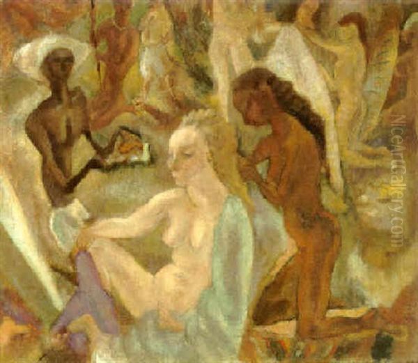 Mulatresse Blonde Se Coiffant - view 1