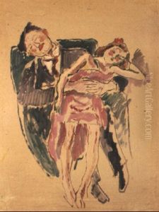 Homme Et Jeune Fille Endormis by Jules Pascin