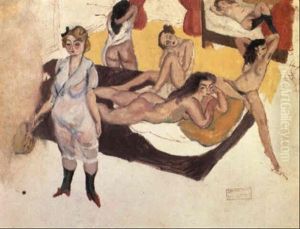 Femmes Nues Au Divan by Jules Pascin