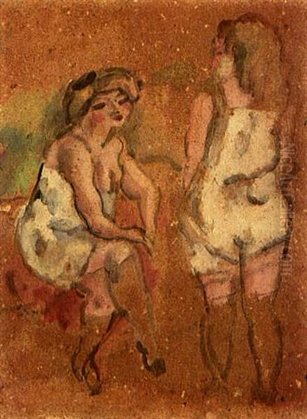 Deux Jeunes Filles-assie Et Debout - view 1