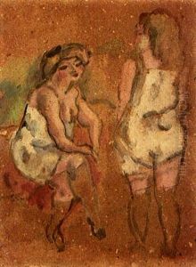 Deux Jeunes Filles-assie Et Debout by Jules Pascin