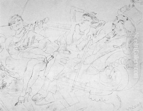 Trois Amis Sur Un Divan - view 1
