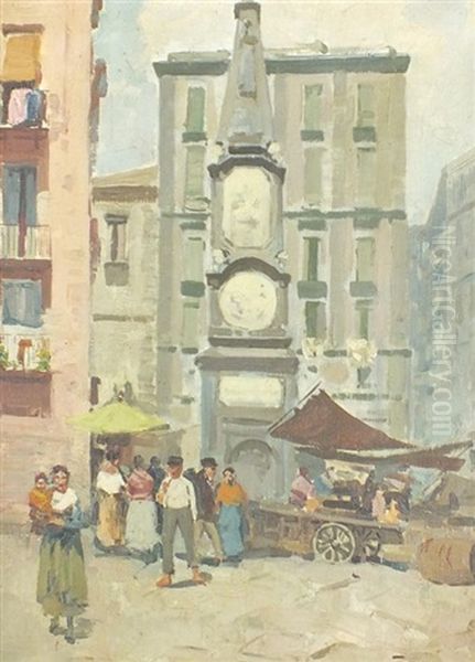 Italian Street Scene With Market Stalls - view 1
