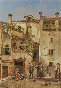 Venetian Street Scen by Antonio Pascutti