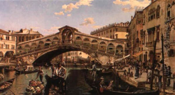 Market Day, The Rialto Bridge, Venice - view 1