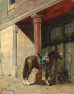 A Resting Guard With His Horse by Alberto Pasini