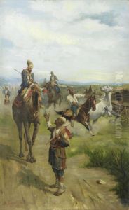 Landscape With Arab Horsemen by Alberto Pasini