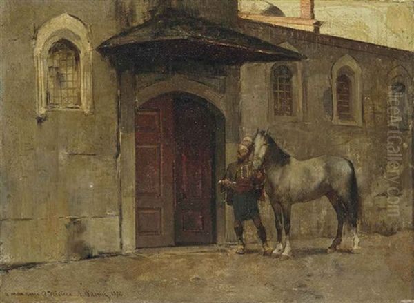 Cavalier Arabe A La Porte D'un Caravanserail - view 1