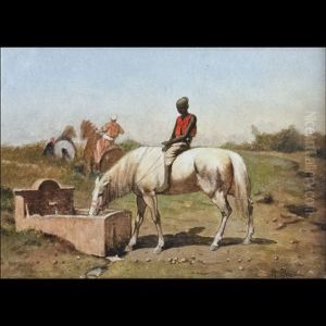 Scena Orientale Con Cavalieri All'abbeveratoio