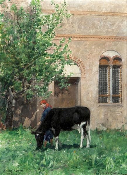 Contadina Con Mucca - view 1