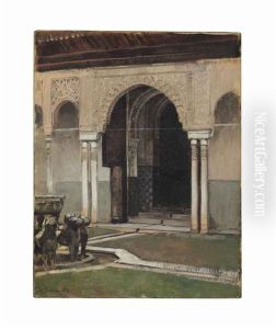 Teh Alhambra - Courtyard Of The Lions by Alberto Pasini