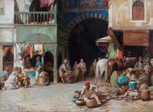 L'entree Du Marche A Istambul by Alberto Pasini