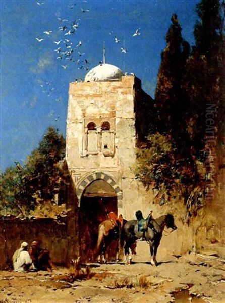 Arabs Resting Outside A Mosque - view 1