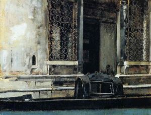 Porta D'acqua Con Gondola In Un Canale Veneziano