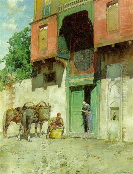 Turkish Figures By A Doorway - view 1