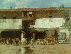 A Turkish Market by Alberto Pasini