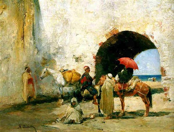 Figures In A Courtyard Before The Sea - view 1