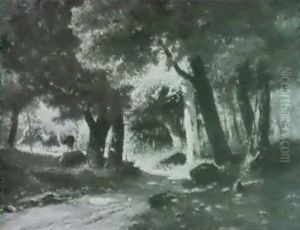 Paesaggio Boscoso Con Mucche by Alberto Pasini